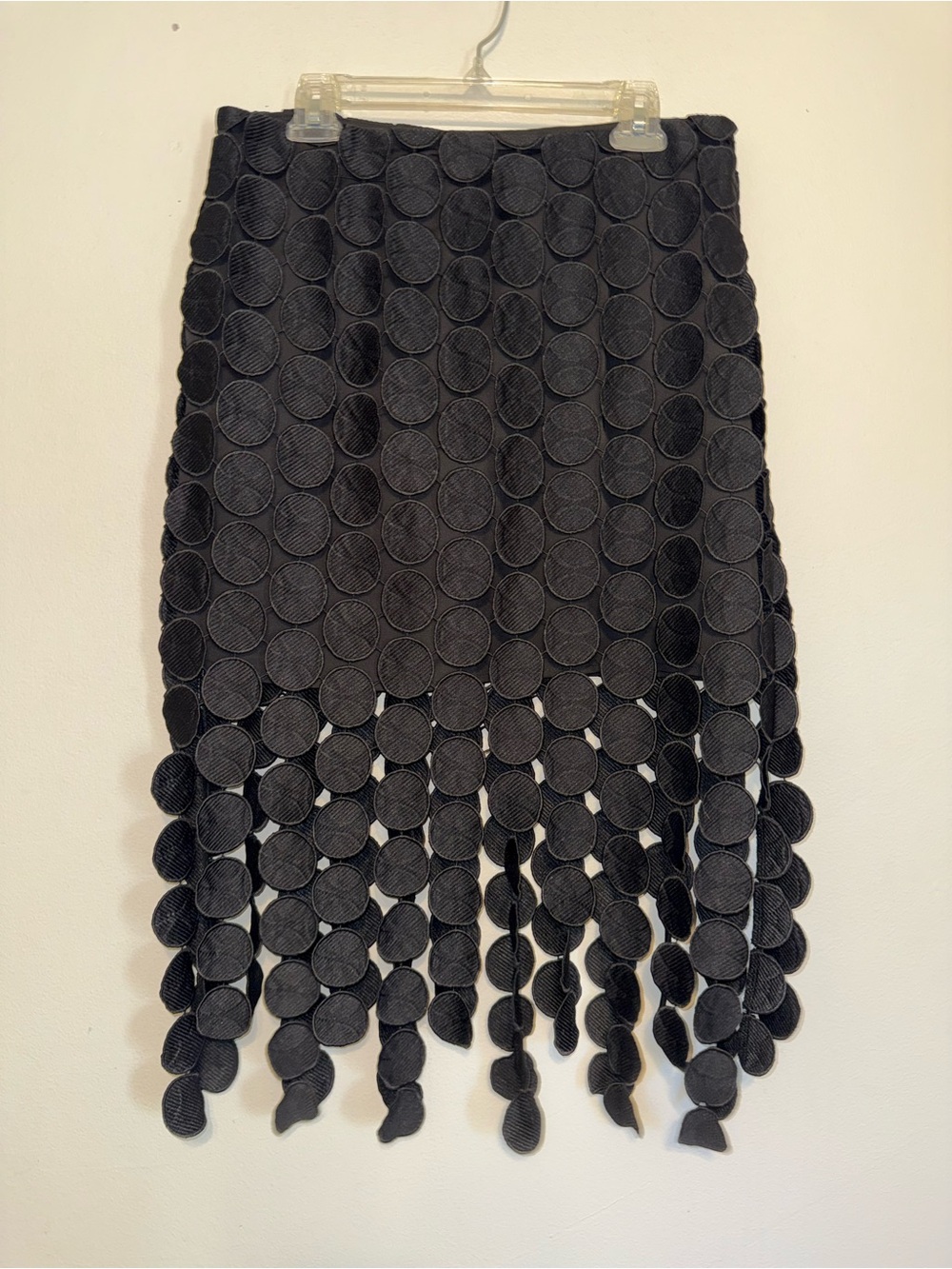 Commense NEW Skirt Laser Cut Circle Double Layered Black Jacquard High Waist L - Picture 3 of 7